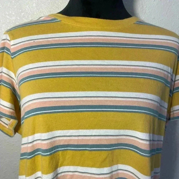 Madewell Mustard Yellow, turquoise, pink, and white Striped Tee - Size XXL - Picture 2 of 7
